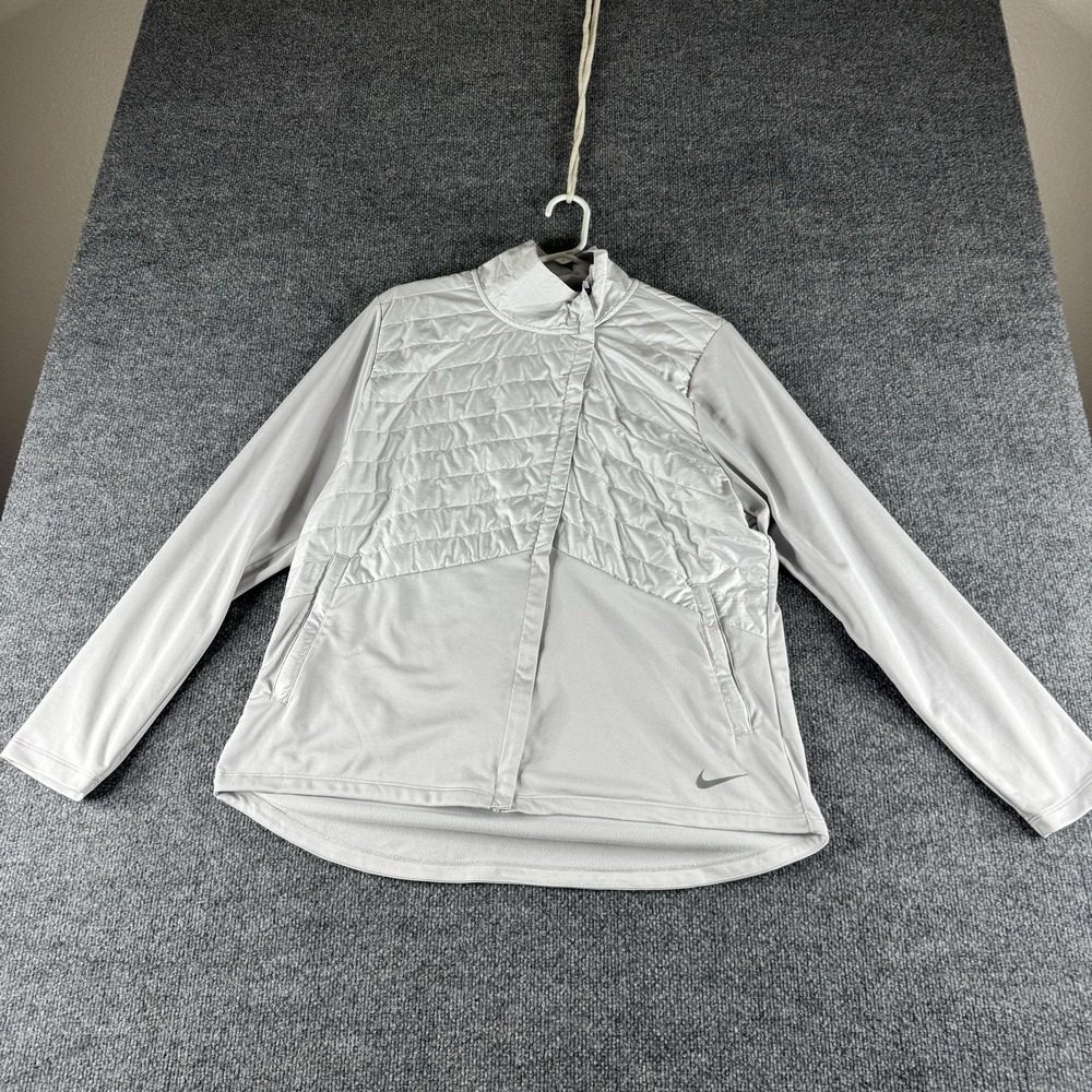 Nike Jacket Womens‎ XL Gray Running Insulated Full Zip Stand Collar Windbreaker